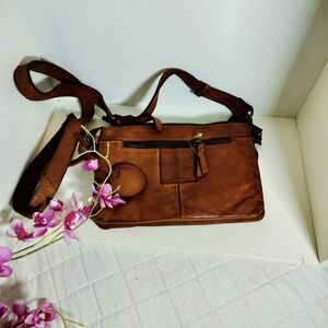 & Other Stories Brown Leather Messenger Bag